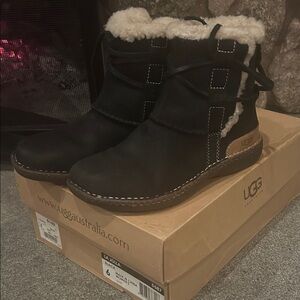 UGG Black and Cream Shearling Boots